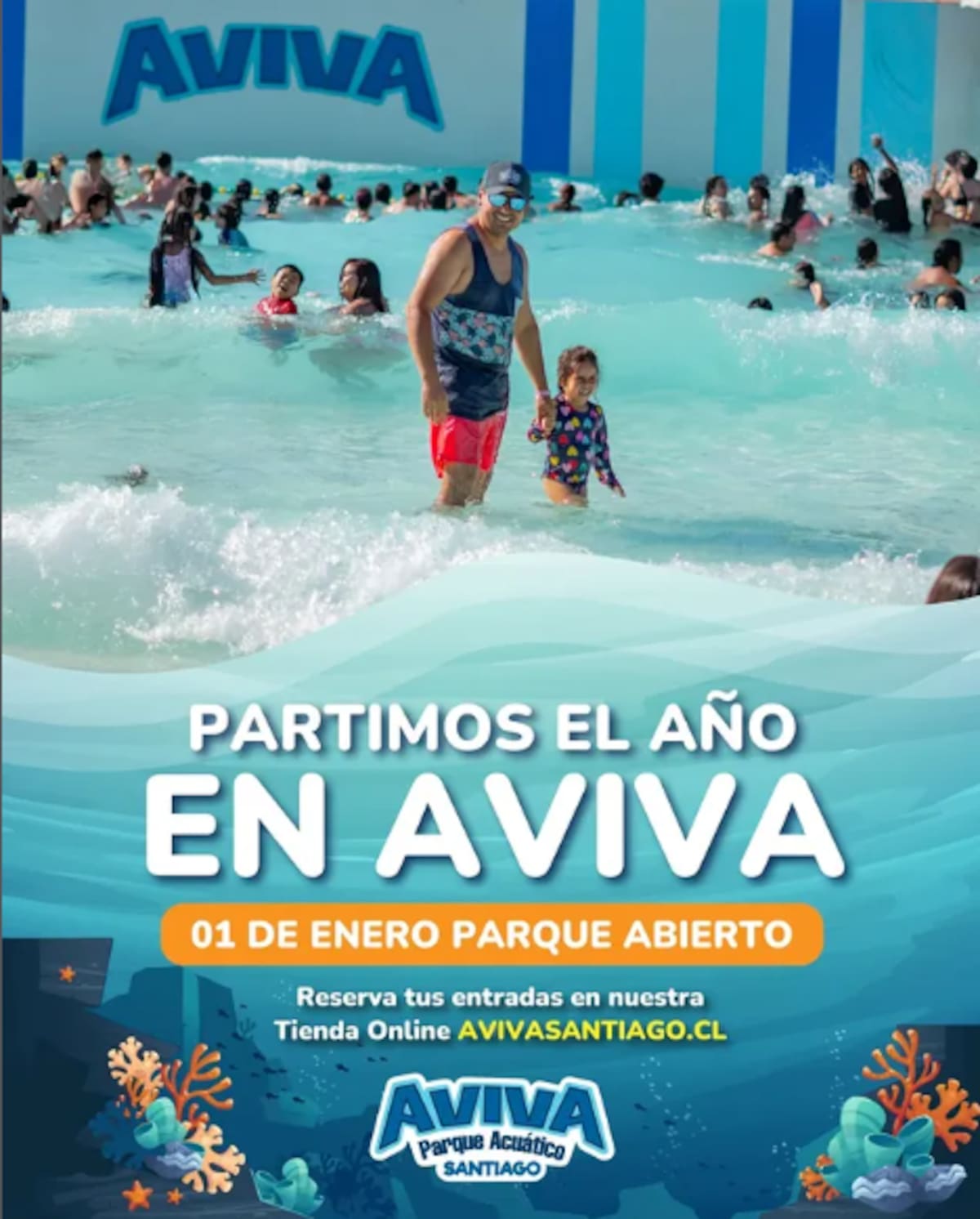 La piscina con olas que abre sus puertas para el verano 2026. Foto: @avivasantiago