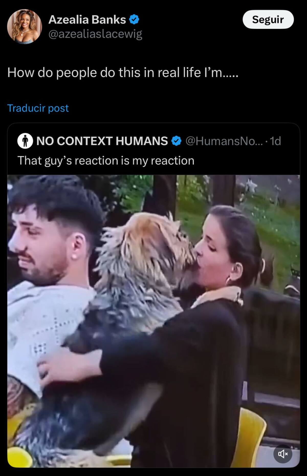 A través de X, la rapera criticó el beso que Cony Capelli se dio con el perro Bigote.