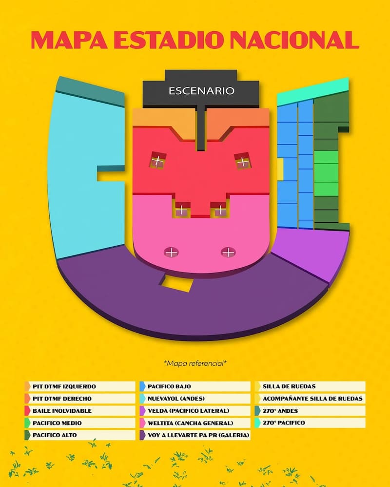 Este es el mapa referencial para el concierto del Conejo Malo en Chile 2026.