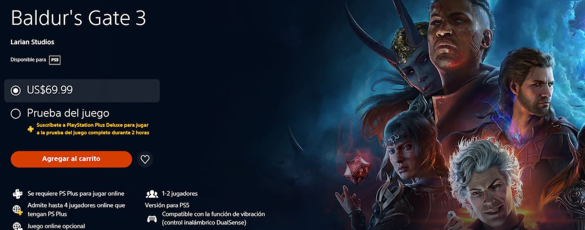 "Baldur's Gate 3" cuesta, en promedio, 70 dólares en su formato físico.