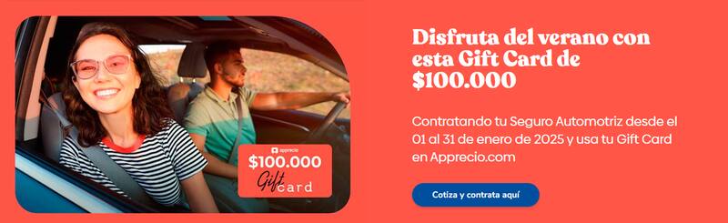 Para recibir la gift card, se debe contratar un seguro automotriz.