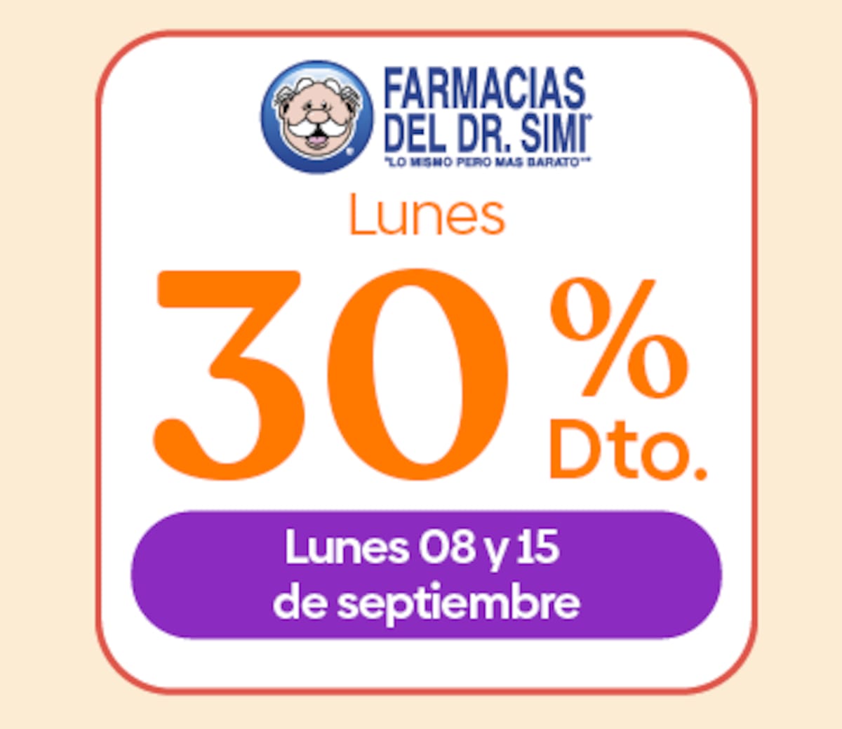 El próximo lunes 8 y 15 de septiembre habrá descuentos.