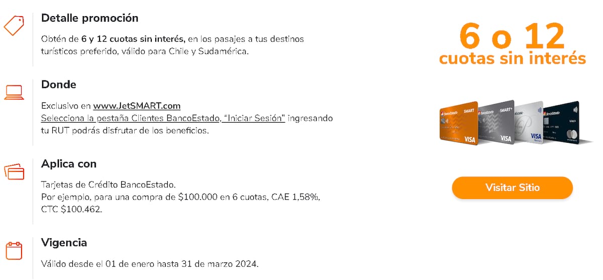 Los detalles de la promoción.