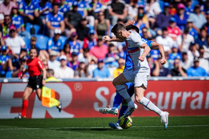 Robert Lewandoski hoy en el empate 0-0 contra Getafe. Foto: @FCBarcelona