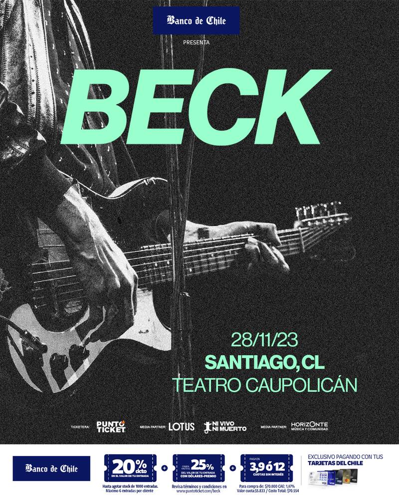 Afiche de Beck en Chile 2023.
