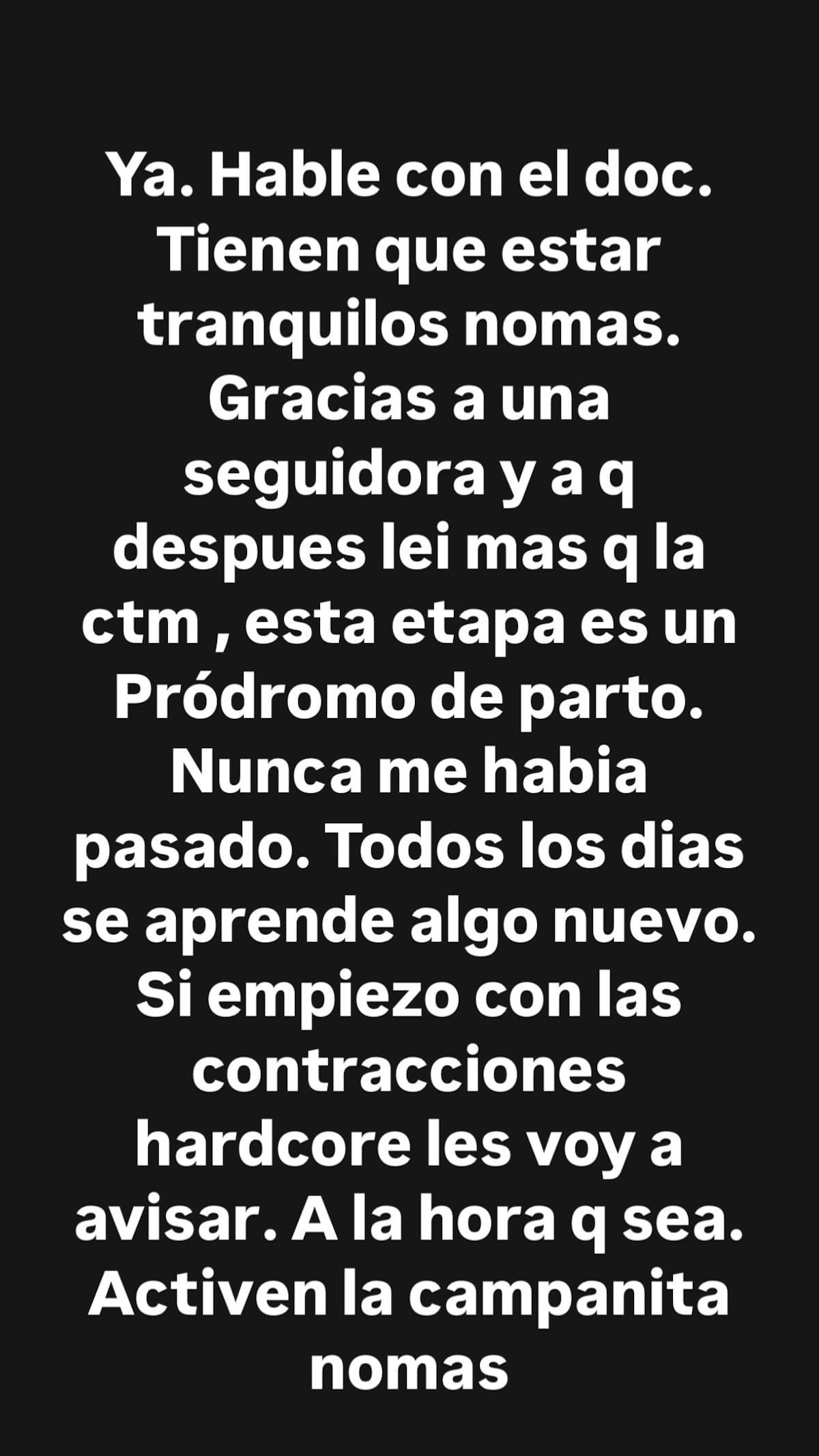 Este es el mensaje que dejó la famosa en su Instagram. Fuente:@belenaza.