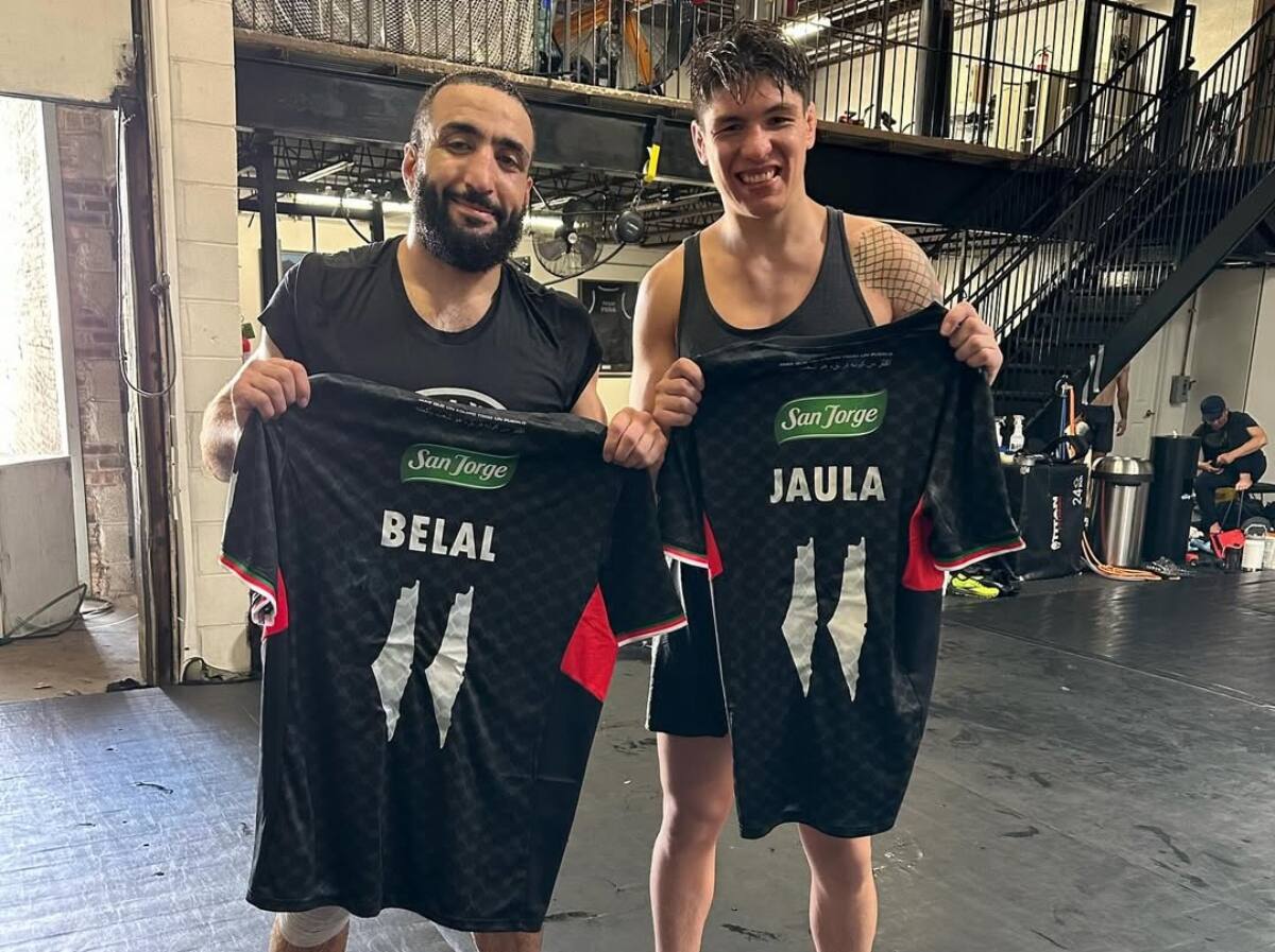 Ambos con la camiseta de Palestino. Foto: Instagram Ignacio Bahamondes.