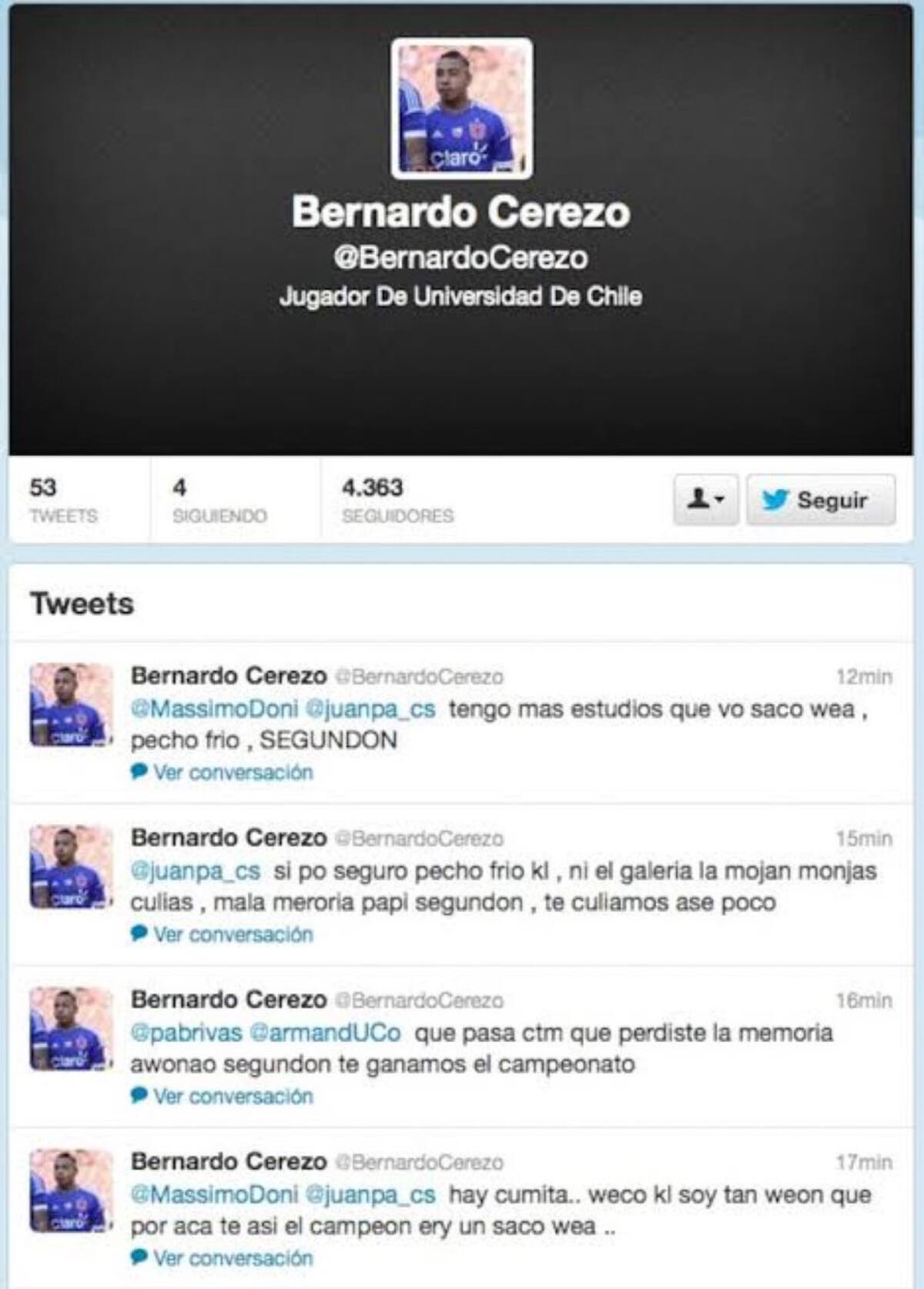 Las polémicas frases de Bernardo Cerezo en contra de la UC