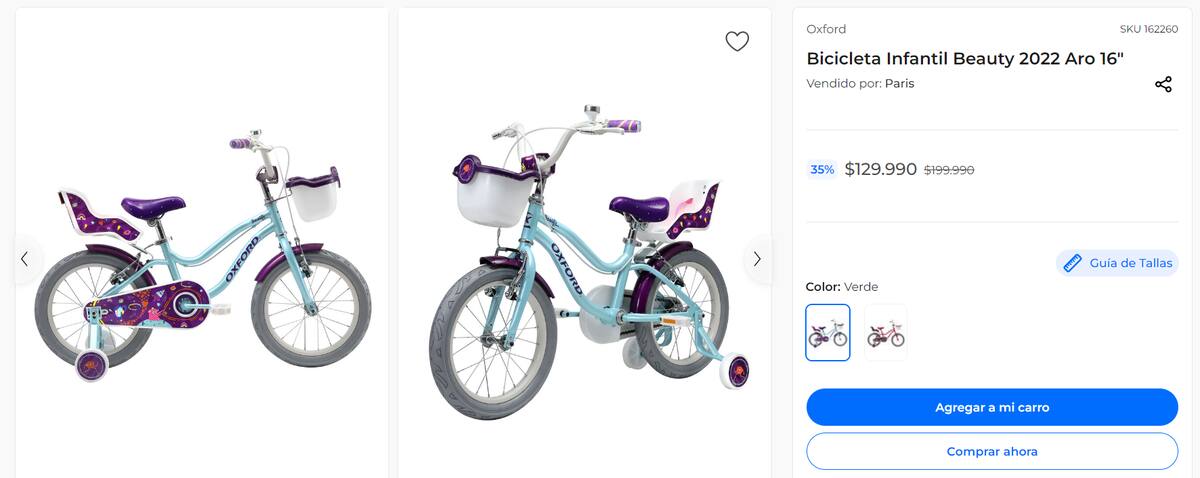 Bicicleta Infantil Beauty en Paris - Aro 16