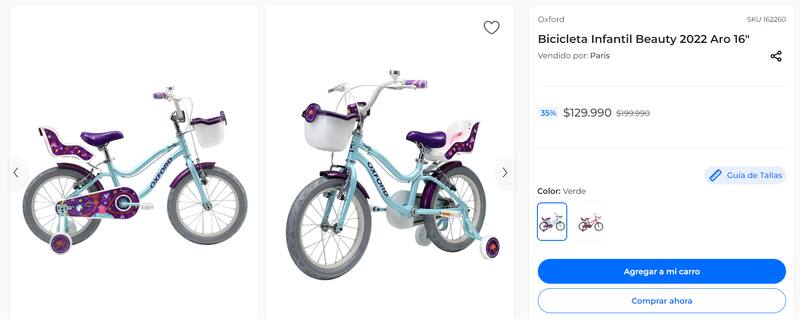 Bicicleta Infantil Beauty en Paris - Aro 16