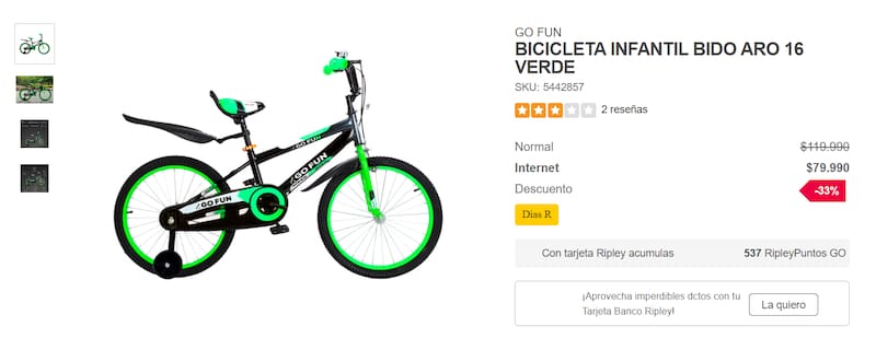 Bicicleta infantil Bido en Ripley - Aro 16