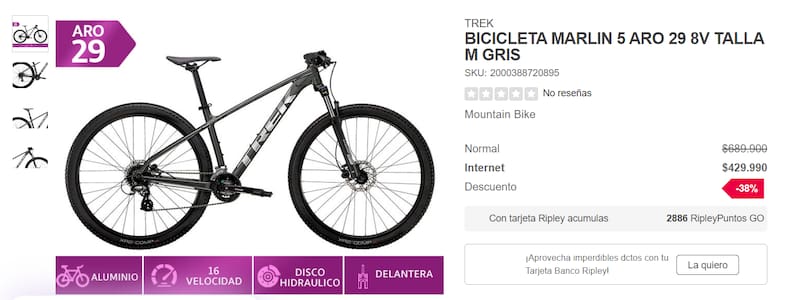 Bicicleta Marlin 5 en Ripley -  Aro 29.