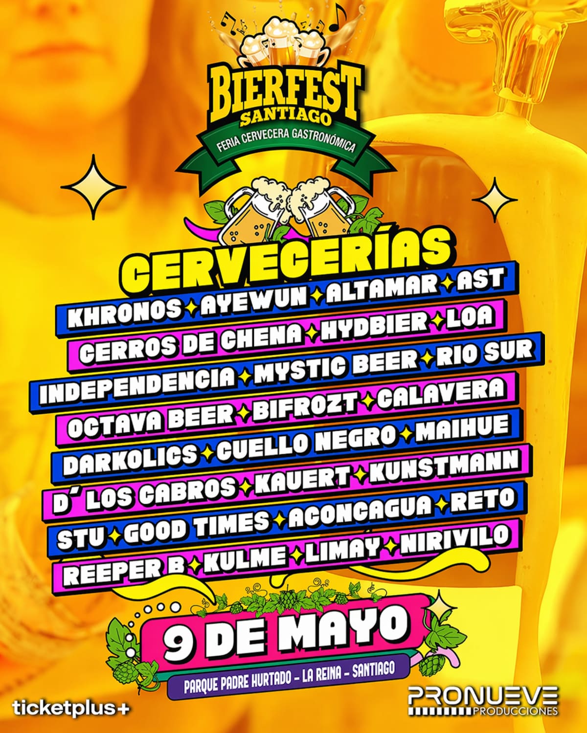 Estas cervecerías artesanales se presentarán el próximo 9 de mayo en el Parque Padre Hurtado. Foto: Bierfest vía Instagram.