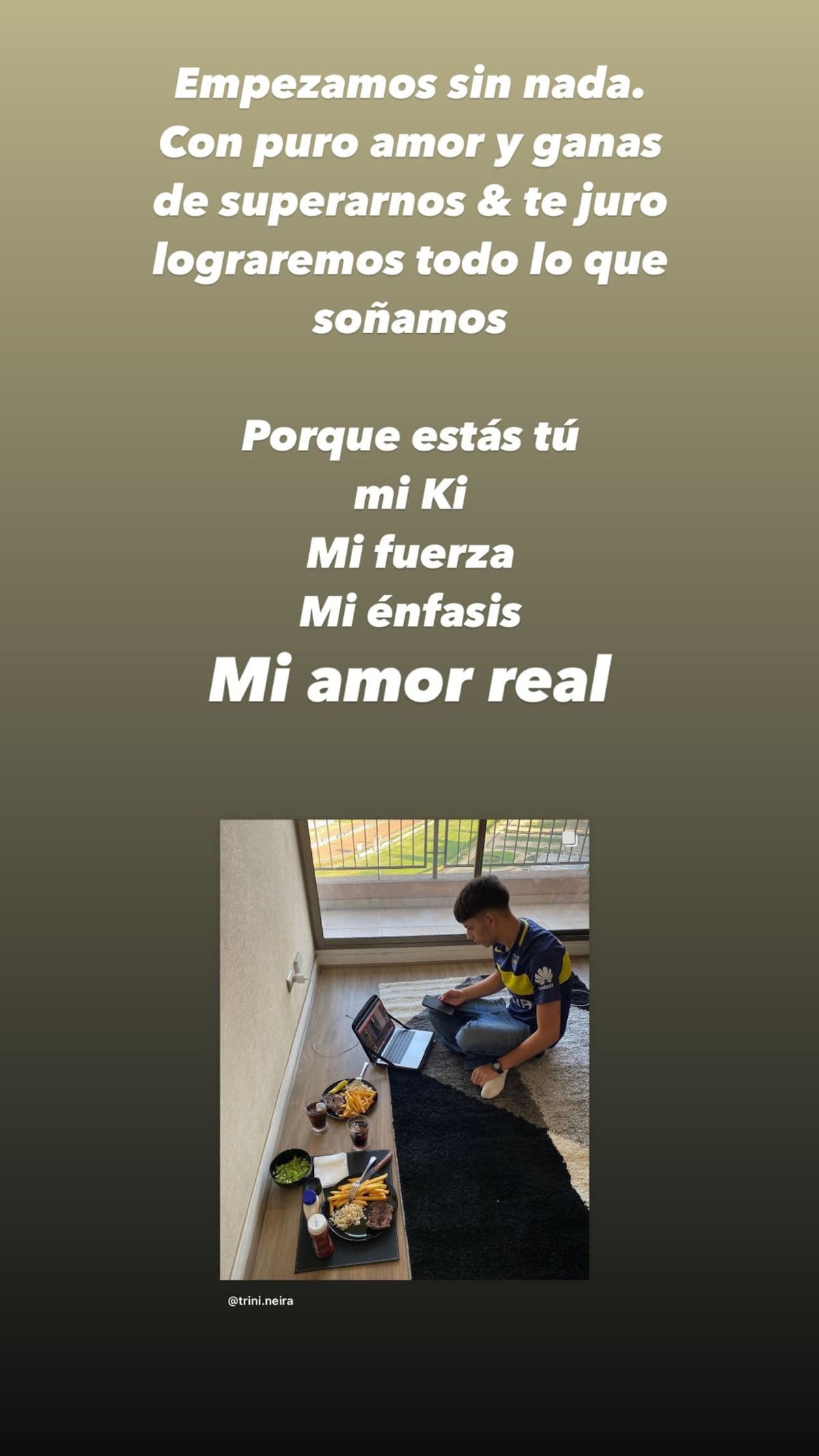 Bimza dedica palabras de amor a Trinidad Neira