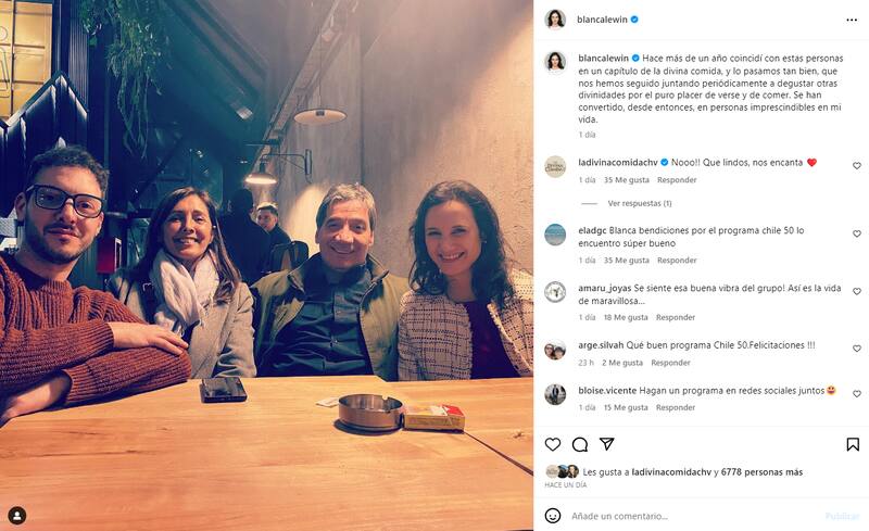 Blanca Lewin, Gonzalo Durán, Liliana García y Pedro Campos compartieron juntos de una distendida noche tras forjar una bonita amistar en “La Divina Comida”.