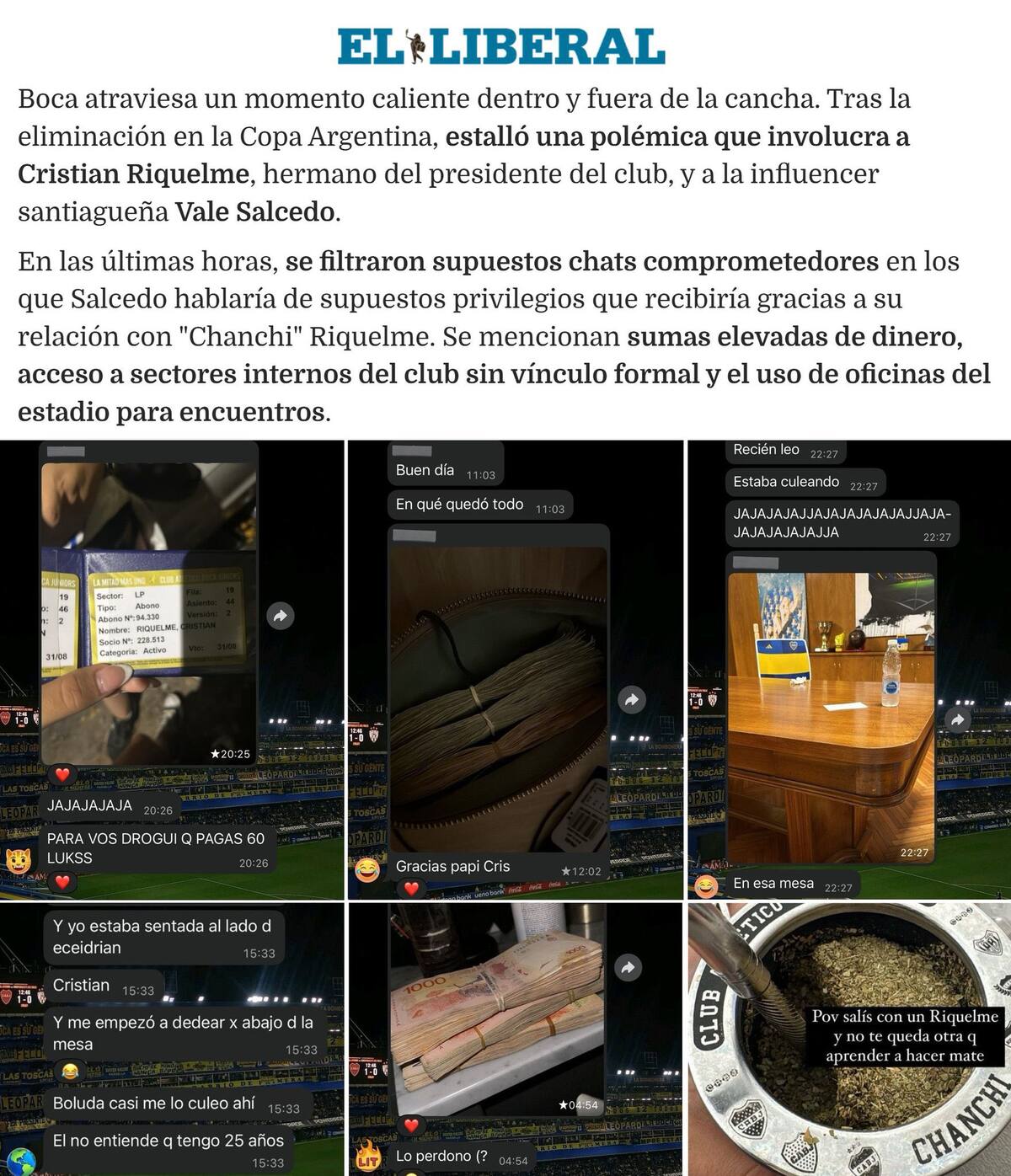 Los chats que exponen al hermano de Riquelme