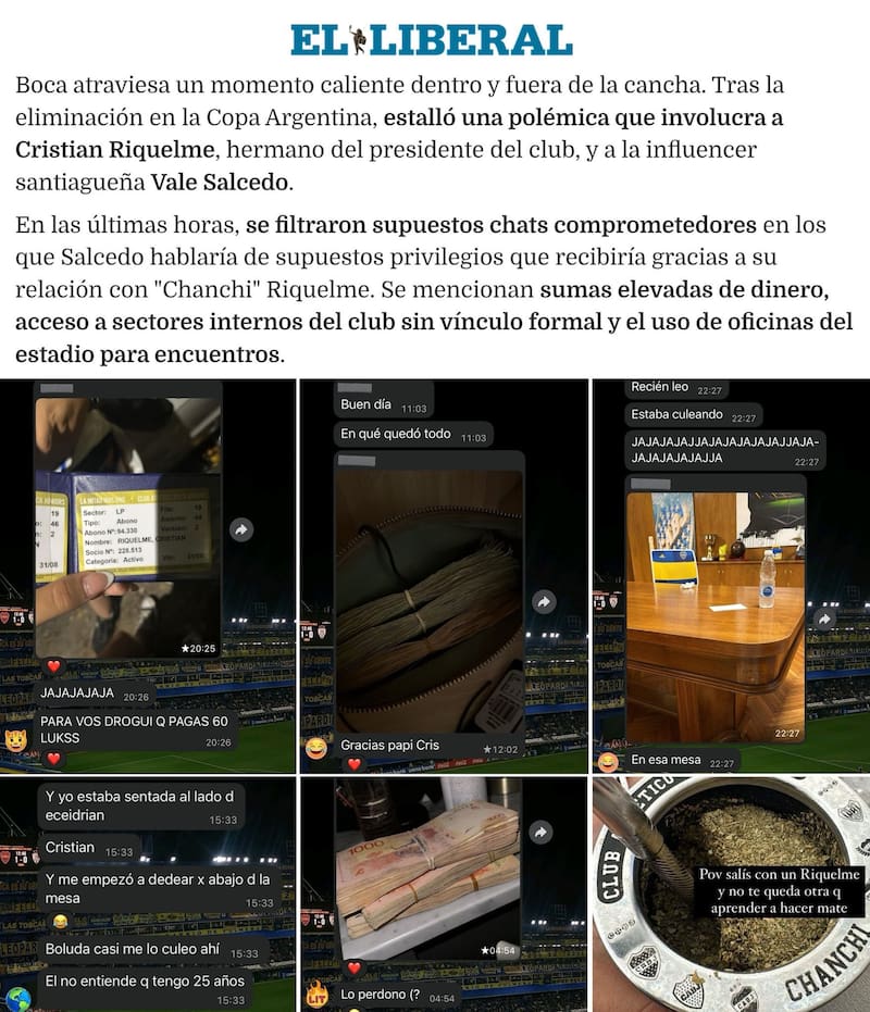 Los chats que exponen al hermano de Riquelme