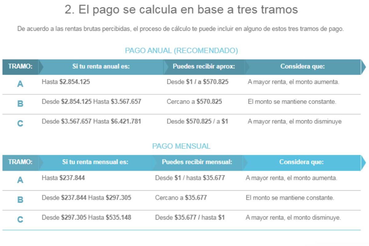 Estos son los montos que entrega el BTM. Créditos: Sence