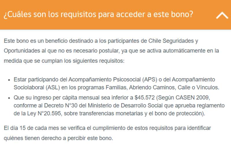 Requisitos para recibir el Bono Base Familiar.