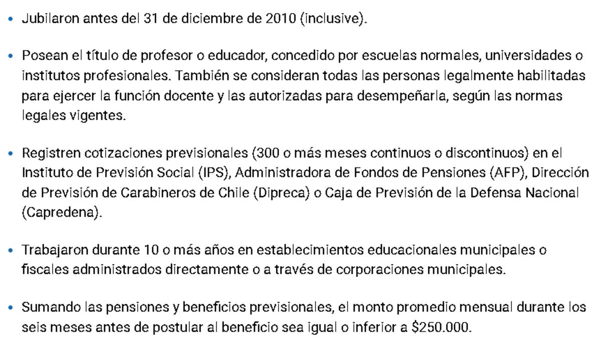 Requisitos del para adjudicar este beneficio del Estado.