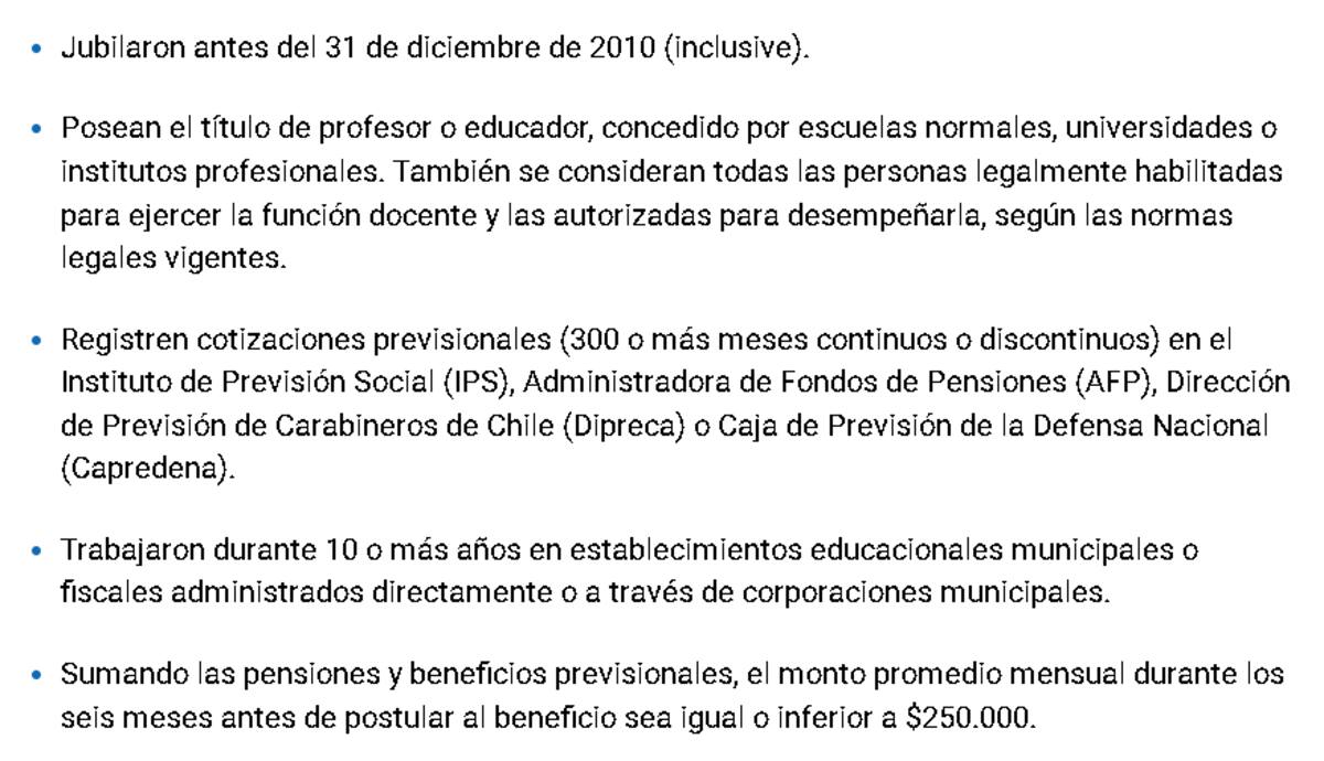 Estos son los requisitos. Créditos: Chile Atiende.
