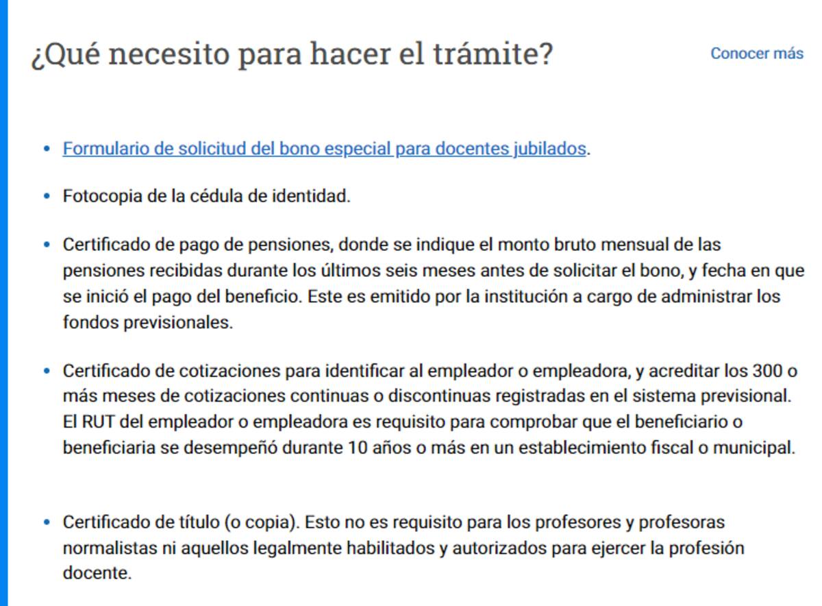Los documentos necesarios para postular al beneficio.