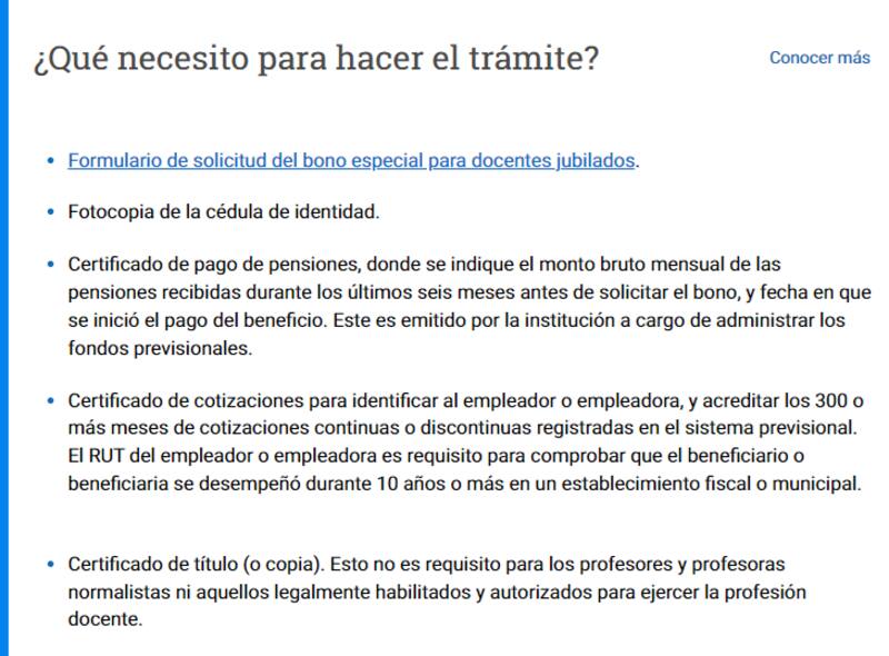 Los documentos necesarios para postular al beneficio.