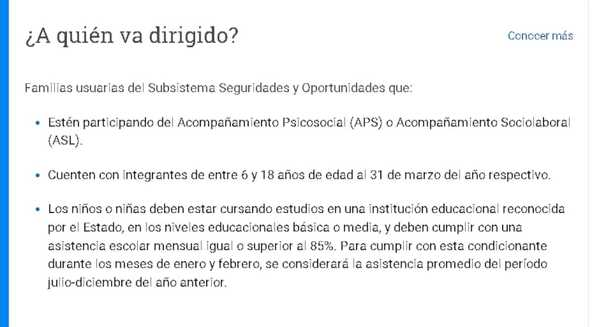Requisitos para poder recibir automáticamente el bono.