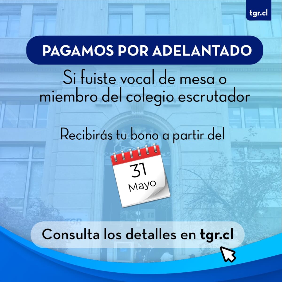 Revisa los detalles del pago en la página de la Tesorería. Gráfica: Tesorería General de la República.