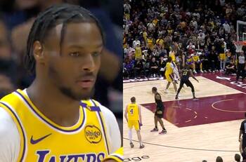 VIDEO | ¡LeBron emocionado! Así fueron los primeros puntos de Bronny James en la NBA