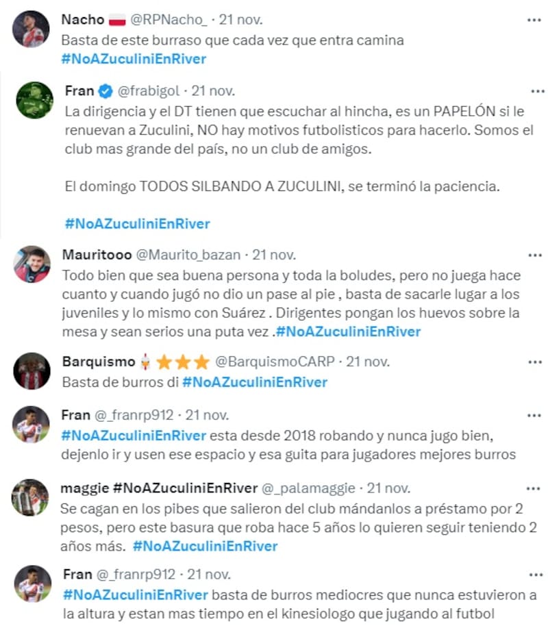 Los hinchas de River Plate se manifestaron por la posible renovación de Bruno Zuculini