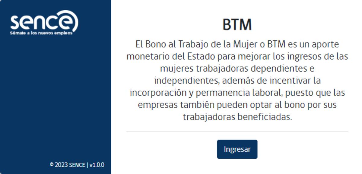 Ingresa a la plataforma del SENCE y solicita el beneficio: Créditos: SENCE.