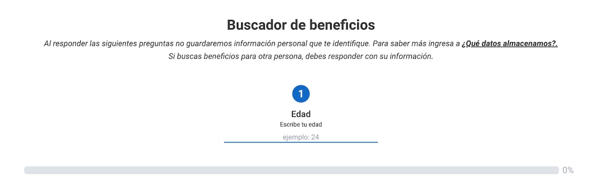 Parte de las preguntas que solicitará el sistema. Créditos: Buscador de Beneficios