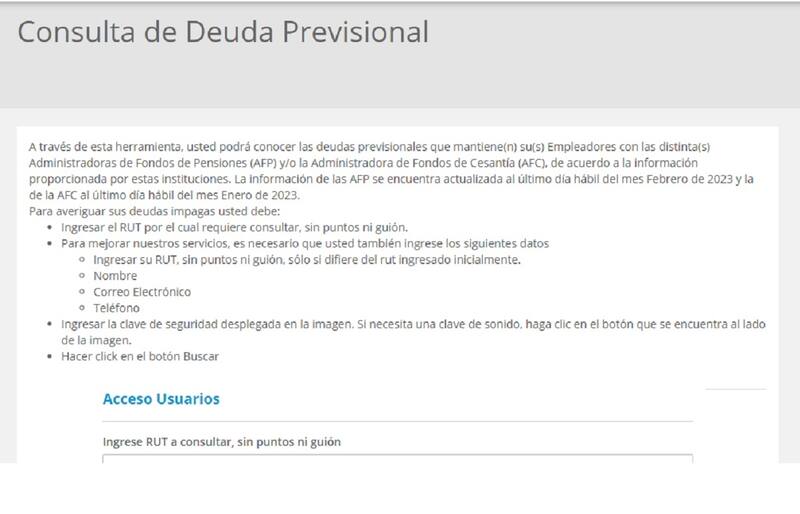 Revisa si tienes cotizaciones impagas. Créditos: Captura de pantalla de la Superintendencia de Pensiones.