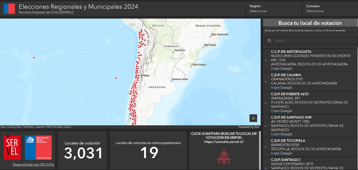 Buscador de local de votación para las Elecciones 2024.