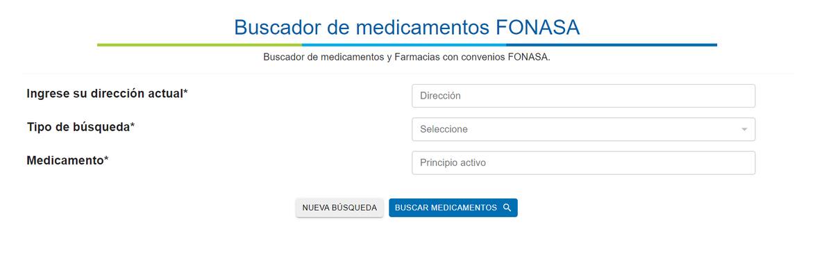 Así se ve el Buscador de medicamentos de Fonasa.