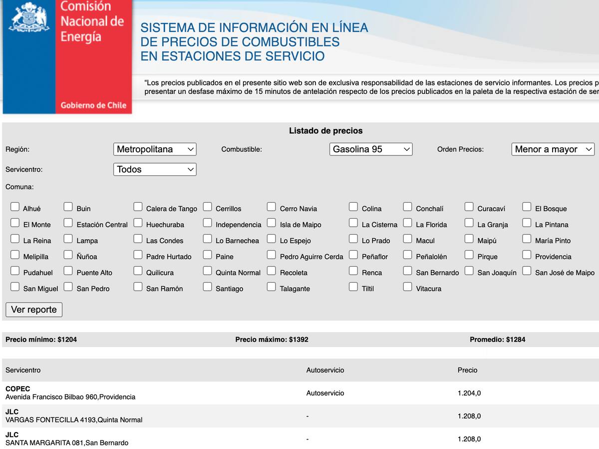 En el sitio bencinaenlinea.cl podrás conocer cuál es el servicentro más barato en tu región o comuna.