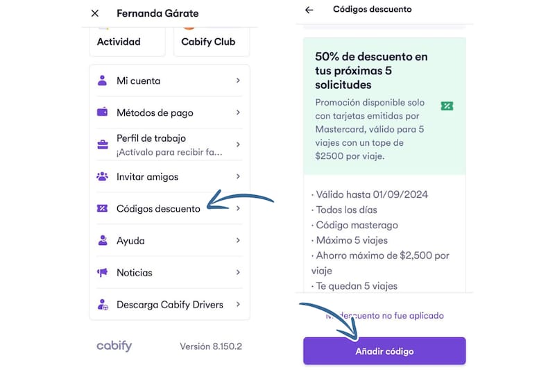 Sigue estos pasos para añadir el cupón.