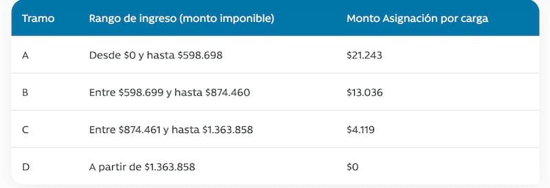 Estos montos entrega la Asignación Familiar.
