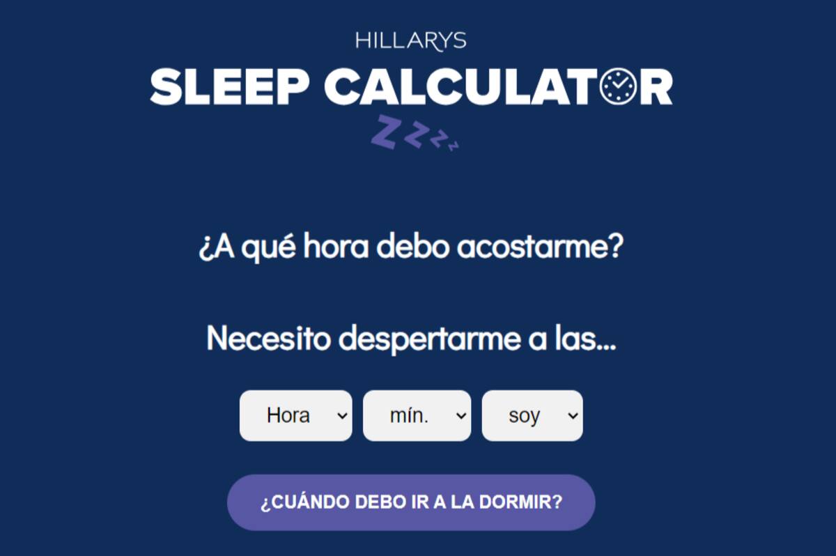 En esta calculadora puedes ingresar la hora a la que debes levantarte o bien, si tienes sueño, a qué hora deberías poner tu despertador. | Foto: Captura de pantalla Hillarys / EnLaHora