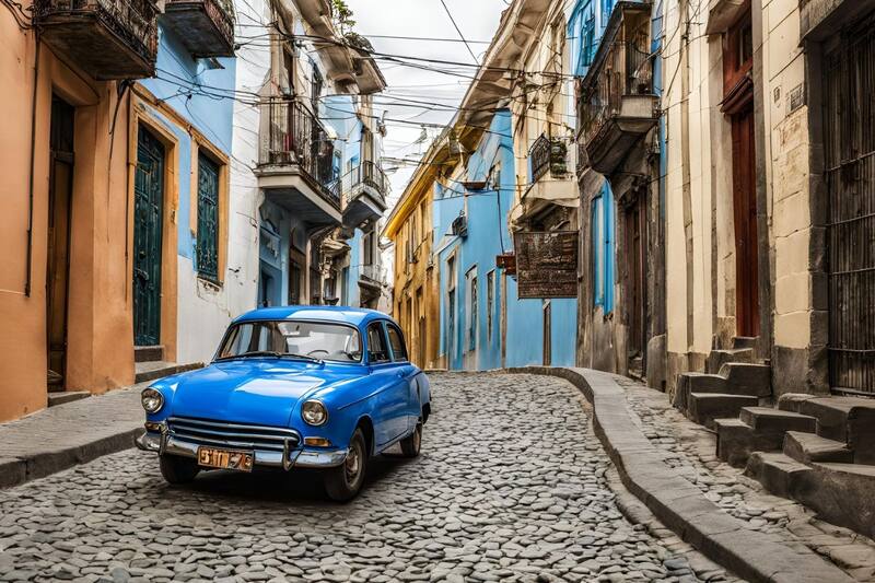 Autos en calles con adoquines