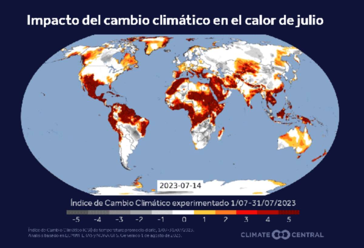 Así se vio el planeta. Créditos: Climate Central.