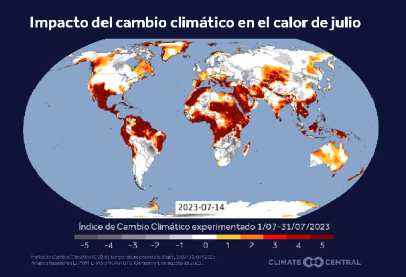 Así se vio el planeta. Créditos: Climate Central.