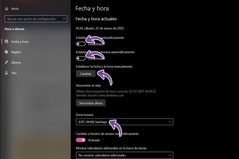 Deberás desactivar todas las opciones automáticas.