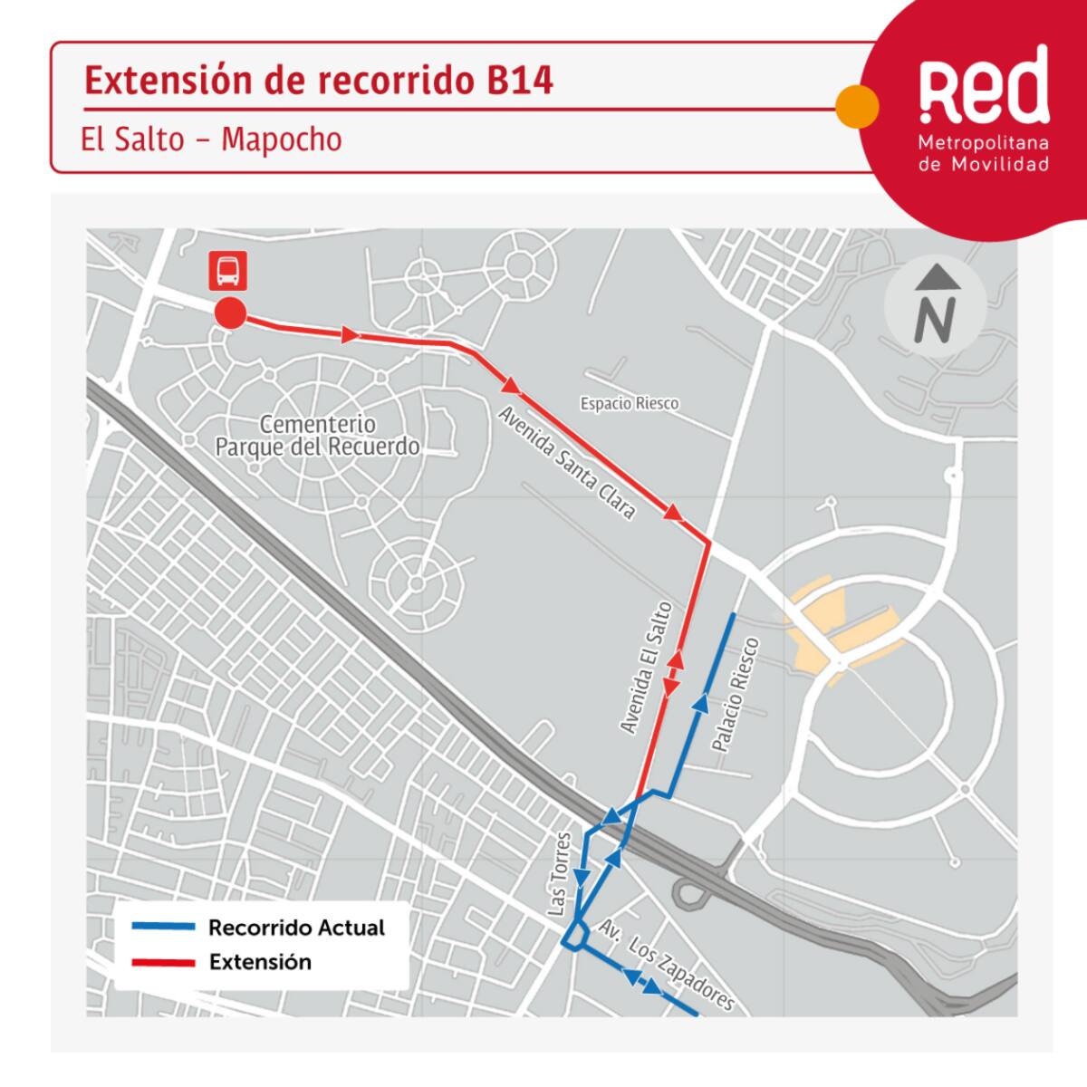 El servicio B14 llegará a la comuna de Huechuraba. Foto: DTPM.