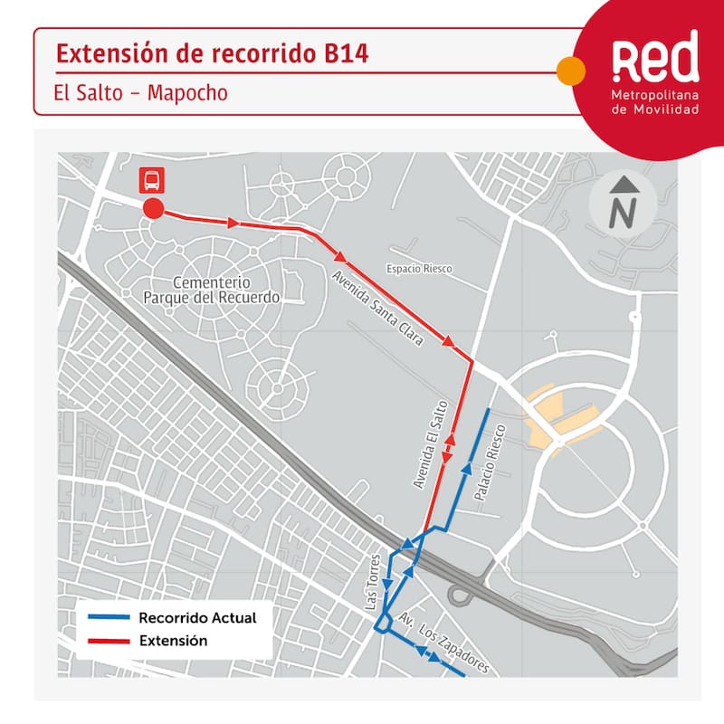 El servicio B14 llegará a la comuna de Huechuraba. Foto: DTPM.