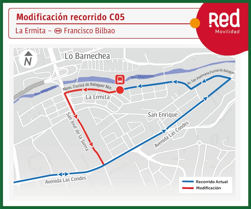 Nuevo trazado del servicio C05. Créditos: DTPM.