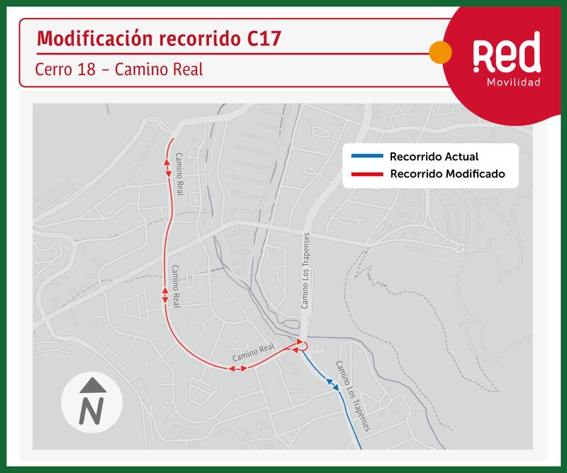El nuevo trazado del servicio C17 permitirá cubrir el tramo por el cual circulaba el recorrido C08. Créditos: DTPM.