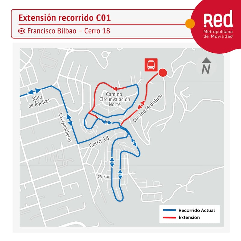 El servicio C01 tendrá como destino el estadio municipal de Lo Barnechea. Foto: DTPM.