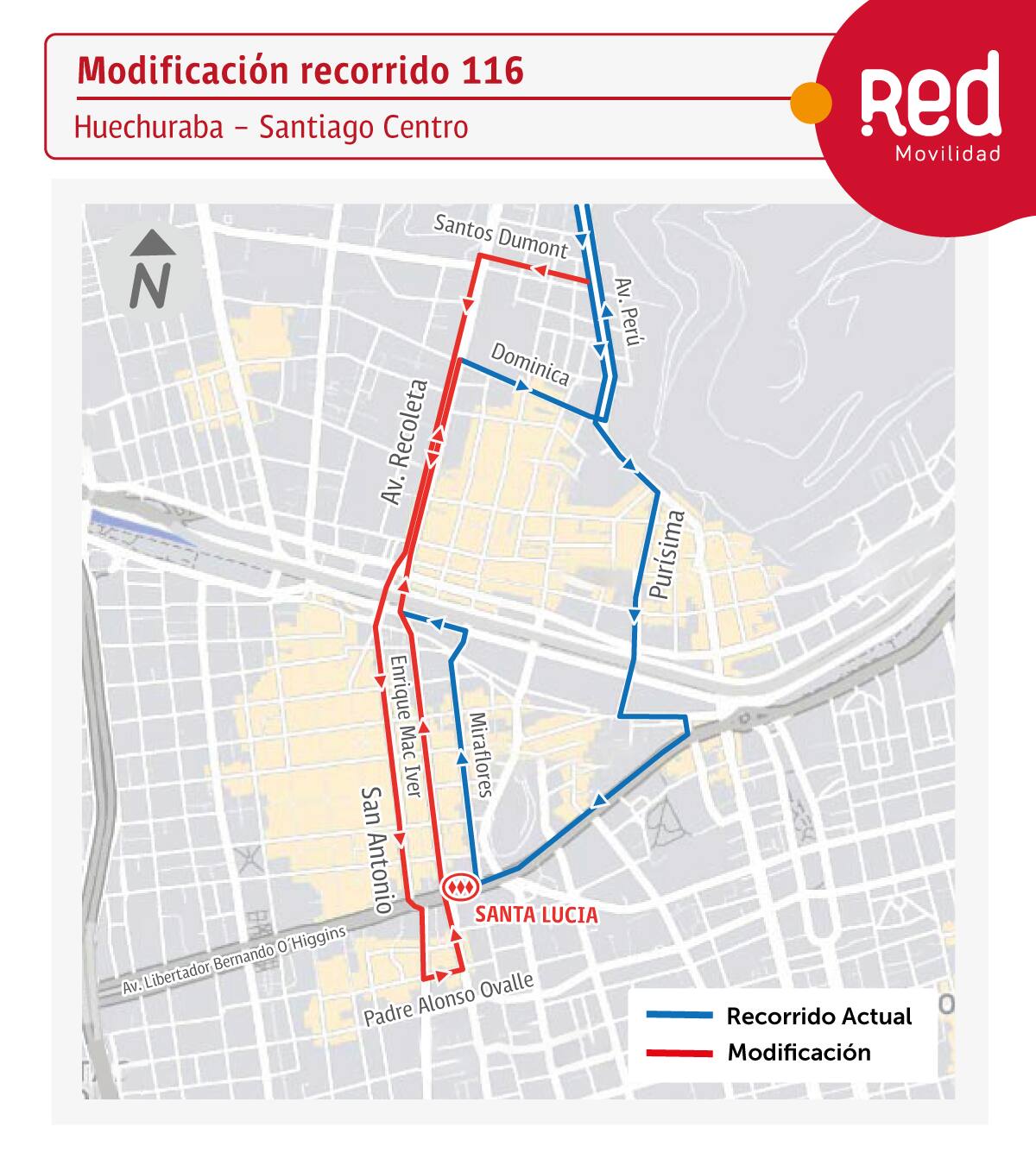 El nuevo trazado permitirá agilizar su desplazamiento hacia el centro de Santiago. Créditos: DTPM.